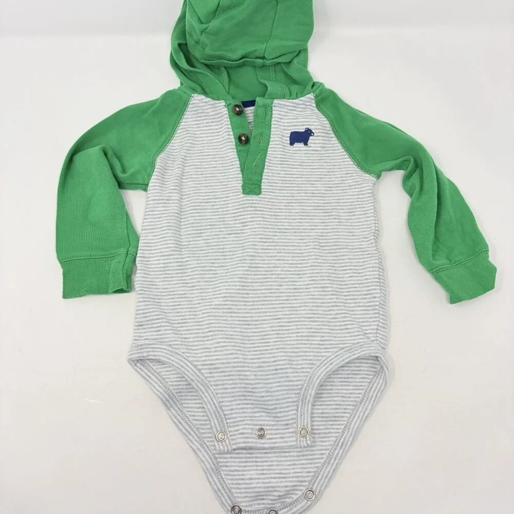 Carters Baby Boys Size 12 Months Lot‎ of 2 Bodysuit & Hooded Bodysuit Green 1684